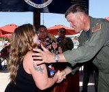 NAS Lemoore Commanding Officer Capt. Douglas Peterson welcomes visitors. 